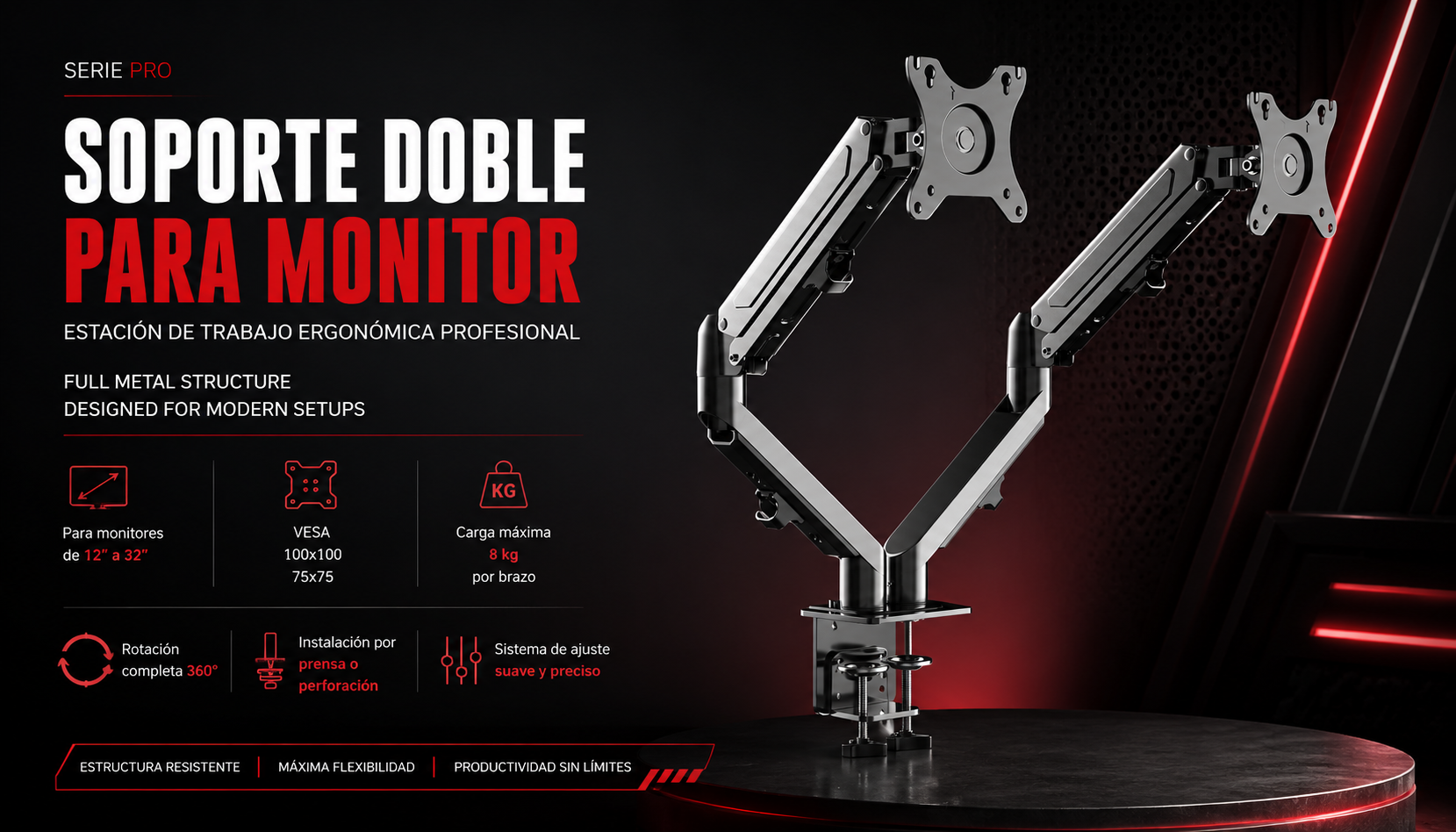 soporte para dos monitores