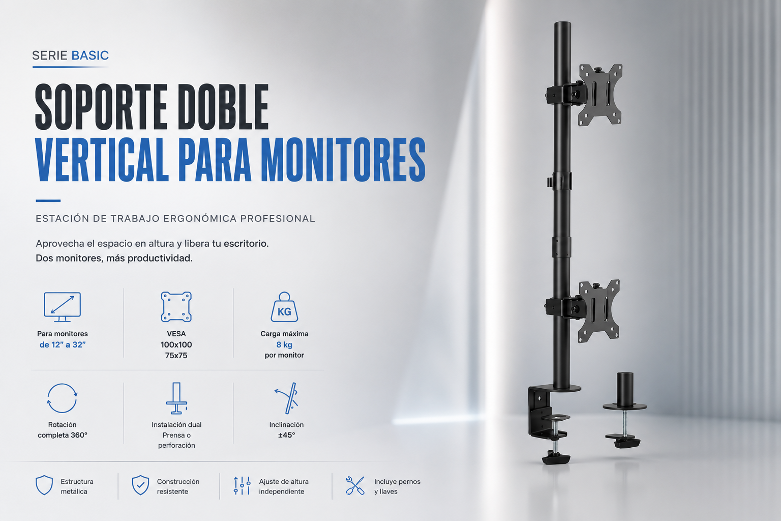 soporte para dos monitores vertical