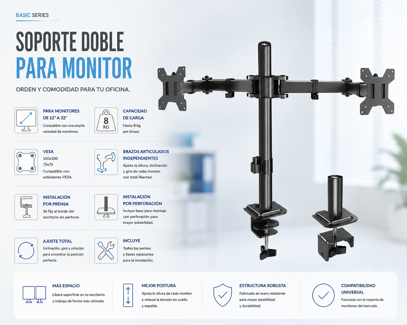 Soporte dos Monitores 4 soporte para dos monitores