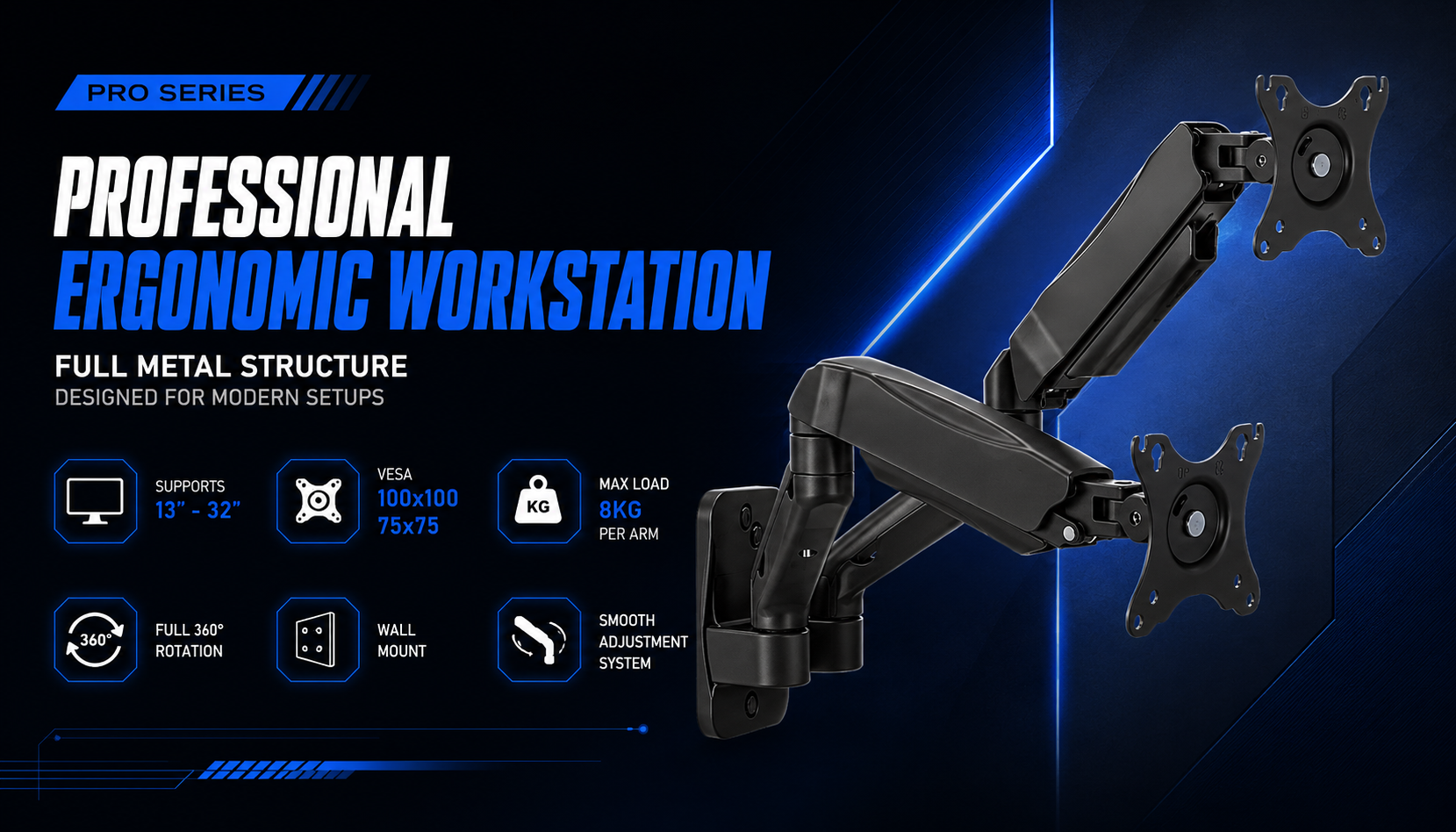soporte para monitor de pared doble